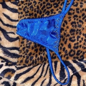 blue rhinestone thong